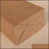 50/100Pcs Kraft Paper Bag Gift Bags Packaging Biscuit Candy Food Cookie Bread Seen Snacks Baking Takeaway Drop Delivery 2021 Disposable Take