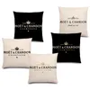 Pillow Case Black White Linen Cushion Cover Luxury Decoration Pillow Case High Quality Printed Bar Letters el Family Sofa 220623