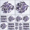 Uroki biżuterii Odkrycia Komponenty Kamień Naturalny Ametyst Heksagonalne uzdrawianie Reiki Point Crystal wisendy do robienia kolczyków naszyjnika DIY