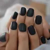 Falska naglar matt svart falsk konstgjord kort press på rund-kvävande form salongskönhet nagel tips för hemarbete prud22