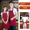 Custom design unisex canvas work apron adjustable black bib waiter pub salon cafe kitchen apron with tool bag oem wholesale 220608