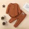 4 Colors born Baby Knitted Warm 2Pcs Suit Toddler Girl Boy Long Sleeve Romper Tops Pants Fall Winter Homewear 220802