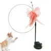 Cat Toys Teaser Toy Eye-catching Feather Interactive With Suction Cup Base