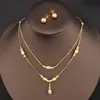 Örhängen halsband dubbel för flickor örhänge set med pärlor brasilianska guld pläterade smycken kvinnor juvelryarrings