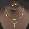 Earrings & Necklace Double For Girls Earring Set With Beads Brazilian Gold Plated Jewelry Women JewelryEarrings