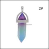 Charms Risultati dei gioielli Componenti Colori Hexagon Prism Pendenti Crystal Clear Chakra Gem Stone Fit Earrin Dhfjq