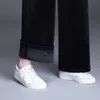 女性のためのズボンハイウエスト因果関係の緩い脚のズボン女性冬の暖かい厚い二重ベルベット韓国のファッションエレガント220325