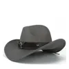 Berets Women Men Wool Hollow Western Cowboy Hat z Tauren Belt Gentleman Lady Jazz Outback Toca Sombrero Cap Rozmiar 56-58cmberets Delm22
