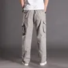 Pantaloni da uomo Uomo Tasca cargo Cerniera Fuori porta Taglia grande Semplice 6XL Pantaloni dritti autunno verde militare Sciolti Grigio 48Men's Naom22