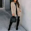 女性のエレガントなウールフリースアウターアウターアウターファッションソリッドカラー長袖カーディガンオフィスレディ冬の新しい厚いルーズコートT220714