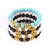 Natural Stone Lava Rock Turquoise Beads strands Bracelets Retro Crown Bracelet wristband women men fashion jewelry