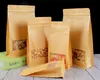 100pcs 3D di spessore Stand up Kraft Paper Window Packaging Bag Chicchi di caffè richiudibili Semi Snack Tè Cereali Polvere Regali per feste di nozze Termosaldatura Sacchetti di stoccaggio