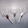 Glass Smoking Pipes Double Oil Burner Pipes with Skull Head