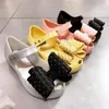 Mini melissa grande arco geléia sapatos menina moda irmã verão sandálias crianças de alta qualidade princesa praia hmi045 220525