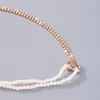 Unieke vintage asymmetrische parelketting ketting voor vrouwen bruidsknoopte hanger sleutelbeen korte kraag nek sieraden