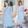 Summer Fashion Loose Maternity Breastfeeding Dress Sweet Lace Collar Pregnant Woman Aline Dress Office Lady Nursing Clothing Formal J220628