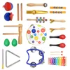 20pcs Set di strumenti musicali a percussione per bambini con borsa per il trasporto Giocattoli educativi Set di band ritmiche Sonagli di legno Regali per bambini 220706