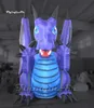 Dragon de dessin animé gonflable bleu amical 4m modèle de personnage d'halloween exploser le ballon de Dragon maléfique avec des ailes pour la décoration d'entrée