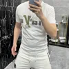 T-shirts pour hommes lettre impression manches courtes 2022 été nouveaux T-shirts en coton mercerisé de haute qualité mince polyvalent col rond vêtements haut M-4XL noir blanc