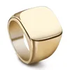 Einfacher Stil quadratische große Breite Signet Herren Ring Titanium Stahl Finger Multi Colors Männer Schmuck Schmuck