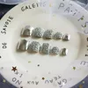 False Nails 24pcs Fake With Glue Square Summer Silver Sparkling Diamond Finished Manicure Patch ToeNail Press On DL Prud22