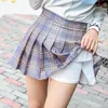 Röcke Korean Plaid Hohe Taille Faltenrock Kurz Micro Schwarz Mini Damen Rosa Weiß Tennis Kawaii Winter