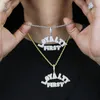 Chains Iced Out Full 5A CZ Paved LOYALTY FIRST Letter Charm Pendant With Long Rope Chain Plated Hip Hop Necklace For Men Boyfriend GiftChain