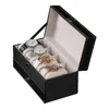 Watch Boxes & Cases Jewelry Collector Case Carbon Fiber 2 Layers 4-bit Box With Drawer Storage Watches Display CaseWatch