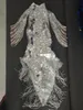 Sahne Giyim Gümüş Ayna Serileri Tassel Bodysuit Mini Elbise Seksi Sırtsız Omuz Dans Kostümü Gece Kulübü Dansçı DJ Wearstage