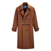 Hommes Trench-Coats Solide Couleur Manteau Hommes Classique Double Boutonnage Hommes Long Mâle Noir Revers Style Britannique Pardessus 3XLMen's Viol22