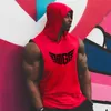 Muscleguys Brand Sleeveless Shirt with hoody Cotton Gym Clothing Fitness Vest Men Bodybuilding Tank Tops Hoodies Sports Singlets 220621