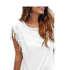 T-shirt moda nappa manica corta estiva T-shirt donna girocollo semplice top basic per il tempo libero donna streetwear magliette solide