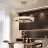 Lampes suspendues Décor À La Maison De Luxe Cristal Led Lustre Luminaire Salon Restaurant Décoration Noir Anneau En Or Pour HomePendant