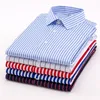 Aoliwen 2020 Brand Men Summer Short Sleeve Stripe Shirt High Street Style Fashion Flanell Printed Shirt Slim Fit High Quality LJ200925