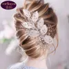 Festive Silver Leaf Tiara Diamond Baroque Bridal Headwear Crown Rhinestone with Wedding Jewelry Hair Accessories Bridal Crowns Headpieces