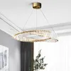 Lampes suspendues Lustre postmoderne cristal américain atmosphère simple maison salon chambre à manger LED cercle lumière pendentif