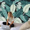 ノルディックグリーンの葉の壁の敷物美学室の装飾ドームバナナリーフプリントトリッピータピズヒッピーボーホンブランケットホームデコレーションJ220804
