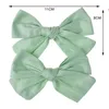 INS HAIR BOWS Baby Girl Barrettes Set 2st / Set Bow Hairclips Plaid Flower Printed Kids Clips Party School Tillbehör