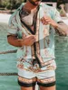 Herrspårar Hawaiian Set Mens Printing Short Sleeve Summer Casual Floral Shirt Beach Tvådel kostym 2022 Fashion Men Set S-3XL