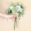 Decorative Flowers & Wreaths LuanQI Green Purple Fan Hydrangea Bouquet Artificial Mixed Flower Silk Fake Peony For Home Wedding DecorationDe