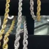 8mm Iced Rope Chain 14K White Gold Plated Spring Buckle Necklace Diamond Cubic Zirconia Jewelry 16inch24inch2724908