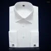 Camicie eleganti da uomo Polsini francesi Camicia formale da uomo d'affari Solido smoking da sposa per feste maschili con gemelliUomo Vere22