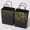 PCS PCS PCs Black Kraft Paper Sacos com Lilhas Gold Star Heart Party Shopping para casamento de aniversário 15x8x21 cmgift