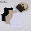 Nadafair Casual Sport Canotte Donna Elastico Estate Ribber Solid Vest Y2k Camicie Donna Off Spalla Sexy Crop Top 220607