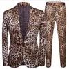 Costume imprimé léopard pour hommes, ensemble Blazer avec pantalon, costumes Safari pour hommes, veste de DJ de Performance, manteau de luxe chanteur Star 220425237L