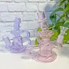 Bunte lila rosa blaue Mini-Recycler-Glaswasserpfeifen Bubbler Shisha-Bongs 14 mm mit Banger oder Schüssel