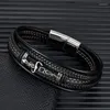 Braccialetti con ciondoli Punk da uomo 316L Vintage Vichingo Cavaliere Spada Bracciale Corda in pelle Maschile Norse Amuleto GioielliFascino Inte22