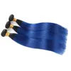 Ombre 1B / Blue Bundles de cheveux humains brésiliens raides