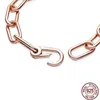 Me link corrente pulseira de ouro rosa real 925 prata caber encantos pandora originais diy marca jóias que fazem presente para amigo