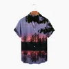 Men's Casual Shirts Men's 3D Printed Shirt Retro Forest Street Clothes Short Sleeved Buttons Harajuku Lapel Hawaiian SummerMen's